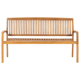 vidaXL Stacking Patio Bench with Cushion 62.6" Solid Teak Wood - WhatYouNeedSales