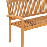 vidaXL Stacking Patio Bench with Cushion 62.6" Solid Teak Wood - WhatYouNeedSales