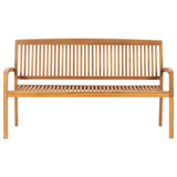 vidaXL Stacking Patio Bench with Cushion 62.6" Solid Teak Wood - WhatYouNeedSales