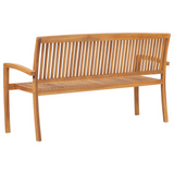 vidaXL Stacking Patio Bench with Cushion 62.6" Solid Teak Wood - WhatYouNeedSales