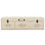 vidaXL Storage Bench 43.3" Cream Solid Wood Fir - WhatYouNeedSales