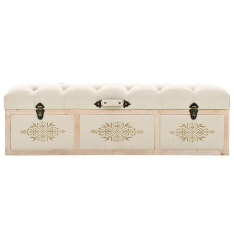 vidaXL Storage Bench 43.3" Cream Solid Wood Fir - WhatYouNeedSales