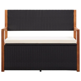 vidaXL Storage Bench 45.3" Poly Rattan and Solid Acacia Wood Black - WhatYouNeedSales