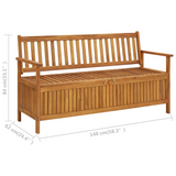 vidaXL Patio Storage Bench 58.3" Solid Acacia Wood - WhatYouNeedSales