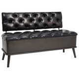 vidaXL Storage Bench with Backrest 43.3" Black Faux Leather - WhatYouNeedSales