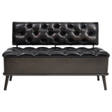 vidaXL Storage Bench with Backrest 43.3" Black Faux Leather - WhatYouNeedSales