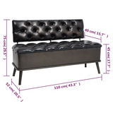 vidaXL Storage Bench with Backrest 43.3" Black Faux Leather - WhatYouNeedSales