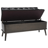 vidaXL Storage Bench with Backrest 43.3" Black Faux Leather - WhatYouNeedSales