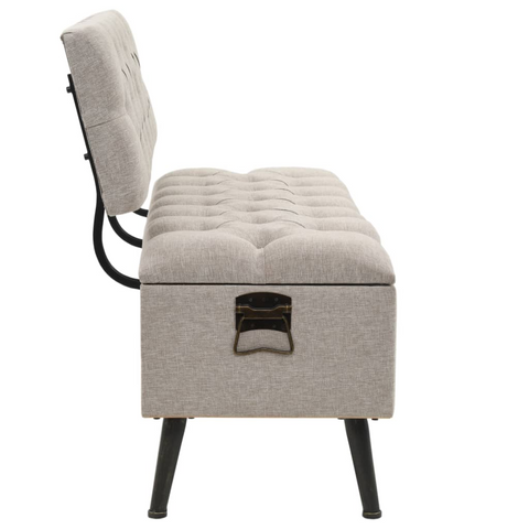 vidaXL Storage Bench with Backrest 43.3" Cream Fabric - WhatYouNeedSales