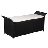 vidaXL Storage Bench with Cushion 54.3" Poly Rattan Black - WhatYouNeedSales