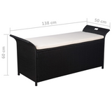 vidaXL Storage Bench with Cushion 54.3" Poly Rattan Black - WhatYouNeedSales