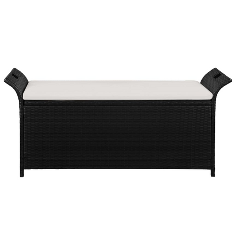 vidaXL Storage Bench with Cushion 54.3" Poly Rattan Black - WhatYouNeedSales