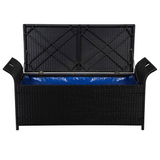 vidaXL Storage Bench with Cushion 54.3" Poly Rattan Black - WhatYouNeedSales