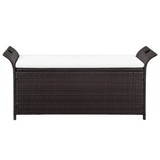 vidaXL Storage Bench with Cushion 54.3" Poly Rattan Brown - WhatYouNeedSales