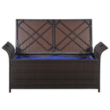 vidaXL Storage Bench with Cushion 54.3" Poly Rattan Brown - WhatYouNeedSales