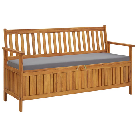 vidaXL Patio Storage Bench with Cushion 58.3" Solid Acacia Wood - WhatYouNeedSales