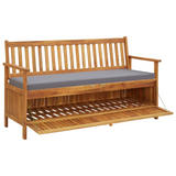 vidaXL Patio Storage Bench with Cushion 58.3" Solid Acacia Wood - WhatYouNeedSales