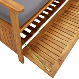 vidaXL Patio Storage Bench with Cushion 58.3" Solid Acacia Wood - WhatYouNeedSales