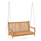 vidaXL Swing Bench Solid Teak Wood 44.9’x23.6’x25.2’