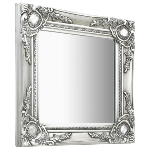 vidaXL Wall Mirror Baroque Style 15.7"x15.7"Silver - WhatYouNeedSales