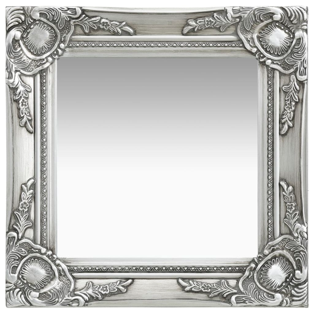 vidaXL Wall Mirror Baroque Style 15.7"x15.7"Silver - WhatYouNeedSales