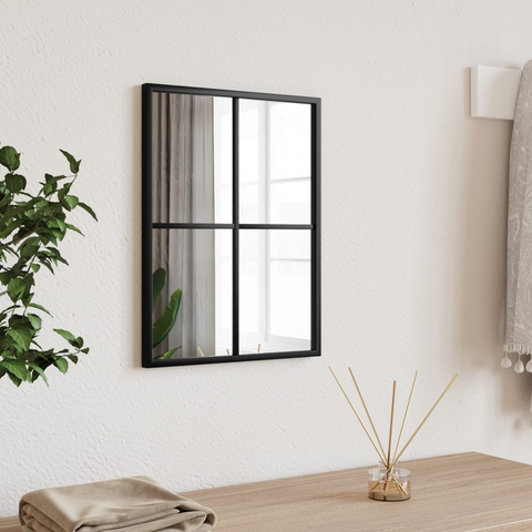 vidaXL Wall Mirror Black 11.8"x15.7" Rectangle Iron - WhatYouNeedSales