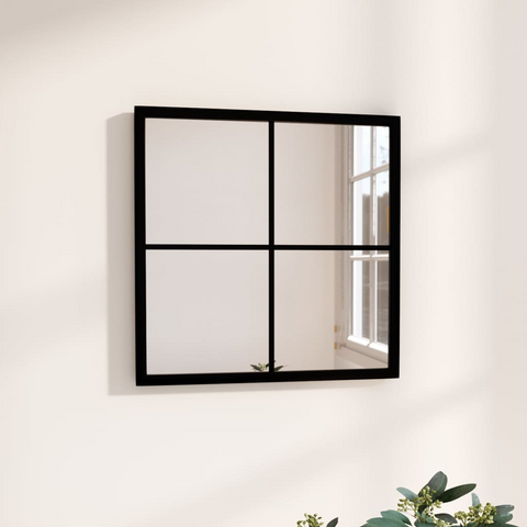 vidaXL Wall Mirror Black 15.7"x15.7" Metal - WhatYouNeedSales