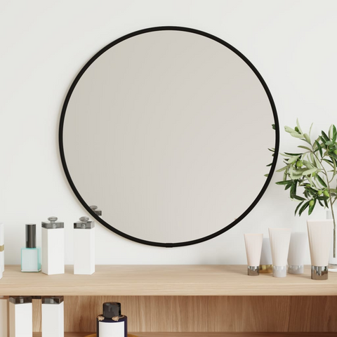 vidaXL Wall Mirror Black Ø 15.7" Round - WhatYouNeedSales