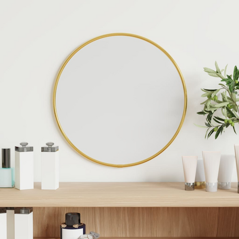 vidaXL Wall Mirror Gold Ø 11.8" Round - WhatYouNeedSales