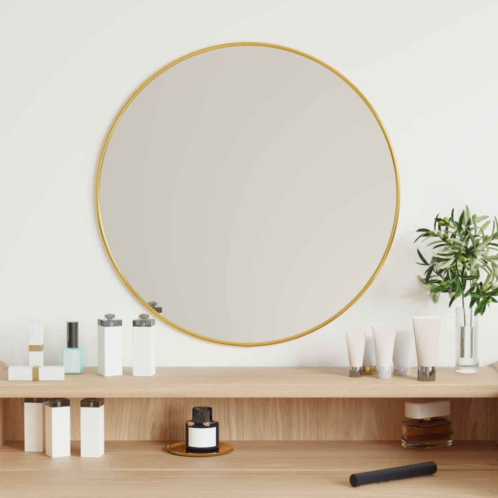 vidaXL Wall Mirror Gold Ø 19.7" Round - WhatYouNeedSales