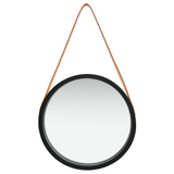 vidaXL Wall Mirror with Strap 15.7" Black - WhatYouNeedSales