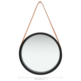 vidaXL Wall Mirror with Strap 15.7" Black - WhatYouNeedSales