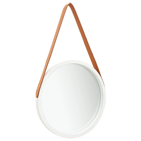 vidaXL Wall Mirror with Strap 15.7" White - WhatYouNeedSales