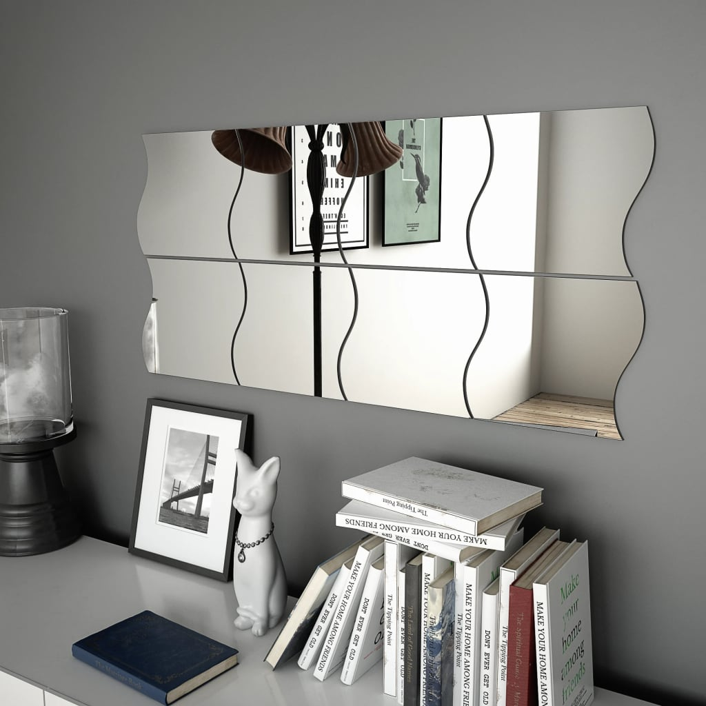 vidaXL Wall Mirrors 8 pcs 7.9"x7.9" Wave Glass - WhatYouNeedSales