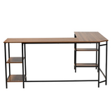 L-Shaped Walnut Brown Corner Desk with Four Side Shelves - Ember Workspace - WhatYouNeedSales