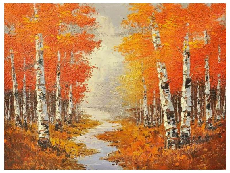 Water And Tree Birch Knife Art Painting - WhatYouNeedSales