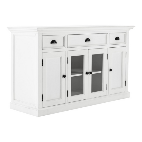 White Accent Cabinet With Glass Doors - WhatYouNeedSales