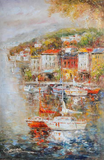 White Boat Mediterranean Knife Art Painting - WhatYouNeedSales