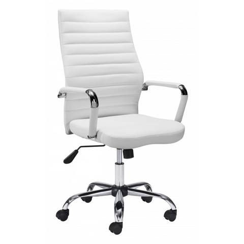 White Faux Leather Ergonomic Classic Office Chair - WhatYouNeedSales