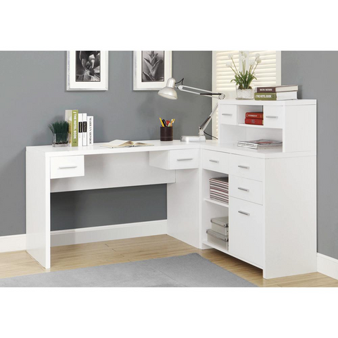 COMPUTER DESK - WHITE LEFT OR RIGHT FACING CORNER WORKSTATION - WhatYouNeedSales