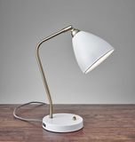 White Metal And Antique Brass Adjustable Usb Port Desk Lamp - WhatYouNeedSales