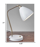 White Metal And Antique Brass Adjustable Usb Port Desk Lamp - WhatYouNeedSales