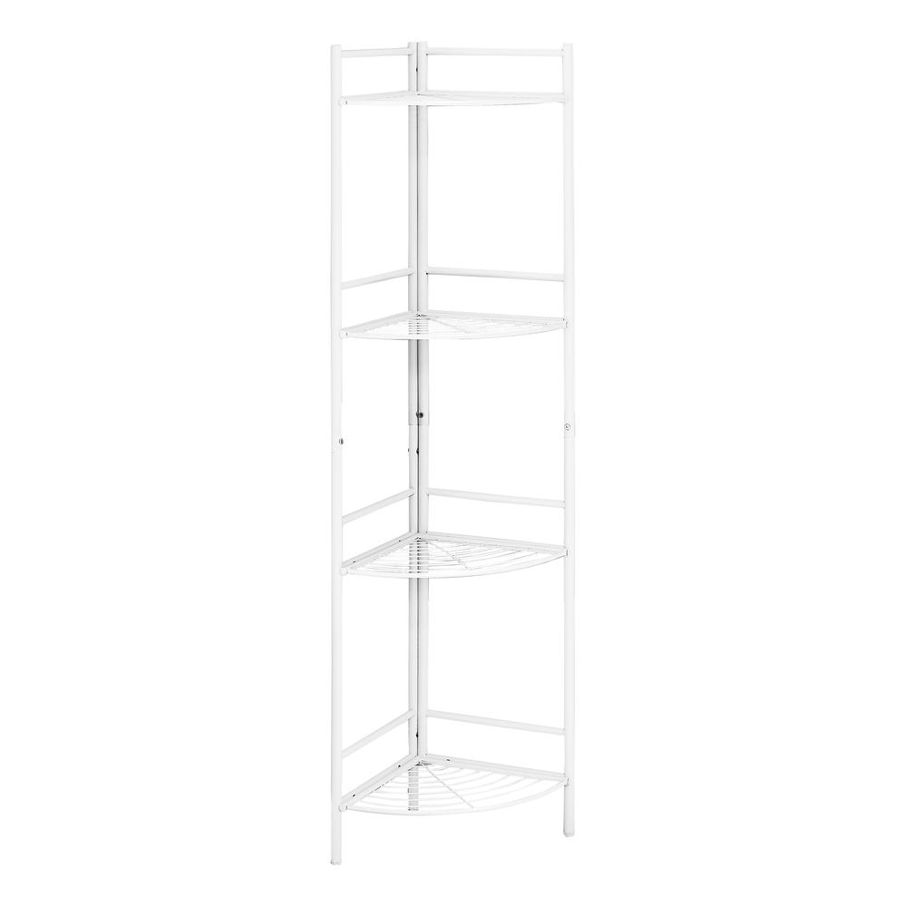 BOOKCASE - 58"H / WHITE METAL CORNER ETAGERE - WhatYouNeedSales