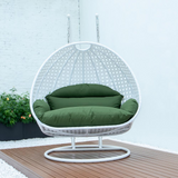 White Wicker Hanging 2 Person Egg Swing Chair - Outdoor