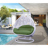 White Wicker Hanging 2 Person Egg Swing Chair - Outdoor