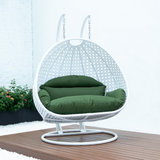 White Wicker Hanging 2 Person Egg Swing Chair - Outdoor