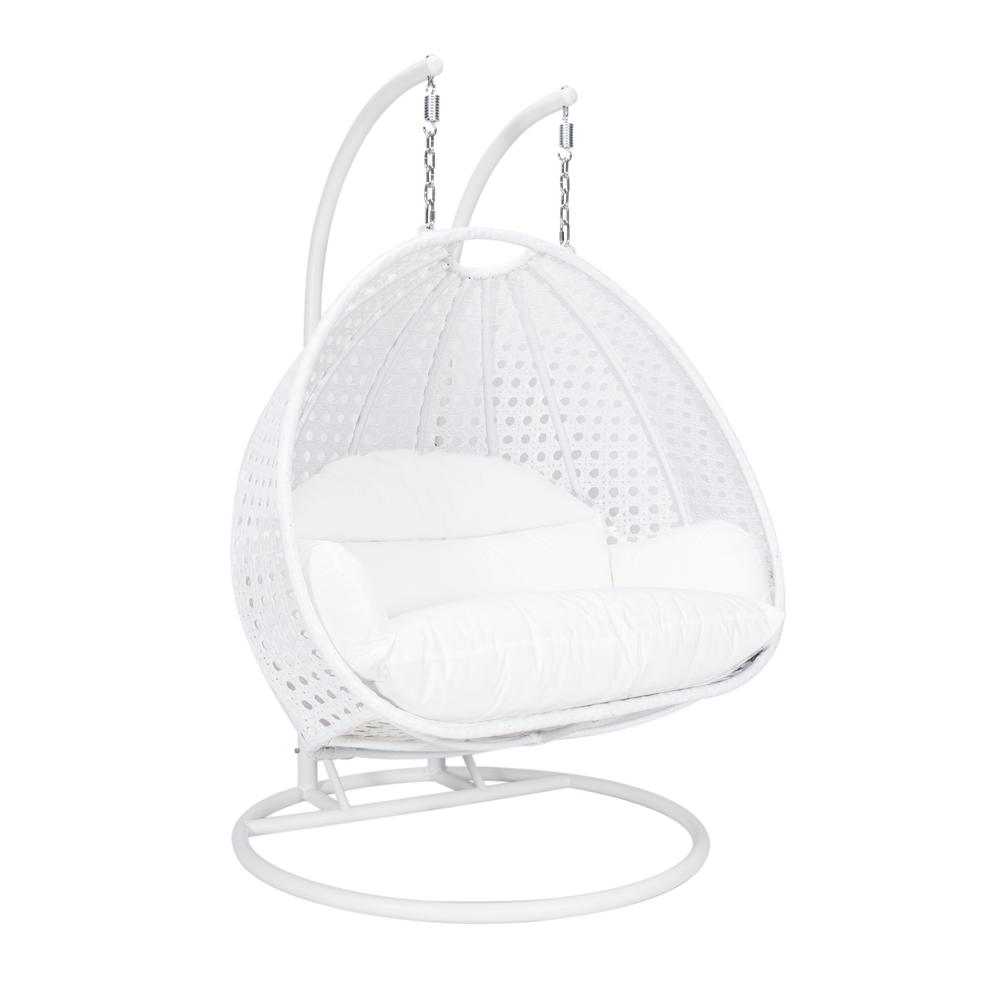 White Wicker Hanging 2 Person Egg Swing Chair - Outdoor