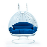 White Wicker Hanging 2 Person Egg Swing Chair - Outdoor