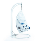 White Wicker Hanging 2 Person Egg Swing Chair - Outdoor