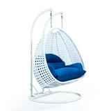 White Wicker Hanging 2 Person Egg Swing Chair - Outdoor